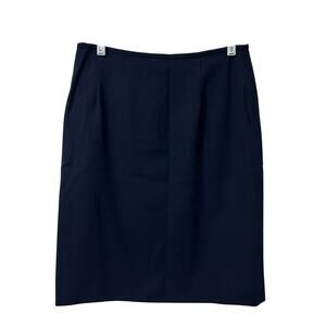 Lauren Ralph Lauren Vtg Womens Sz 12 100% Worsted Wool Navy Blue Pencil Skirt
